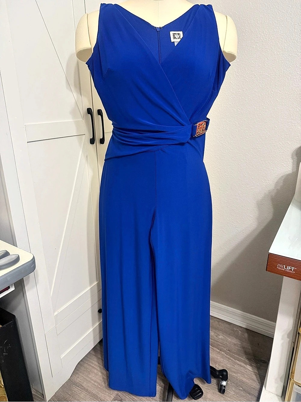Anne Klein Blue Wide-Leg Jumpsuit Size 4P